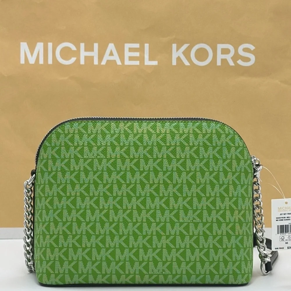 Michael Kors Jet Set Travel Color-Block Signature Logo Crossbody Bag Jangle Gree